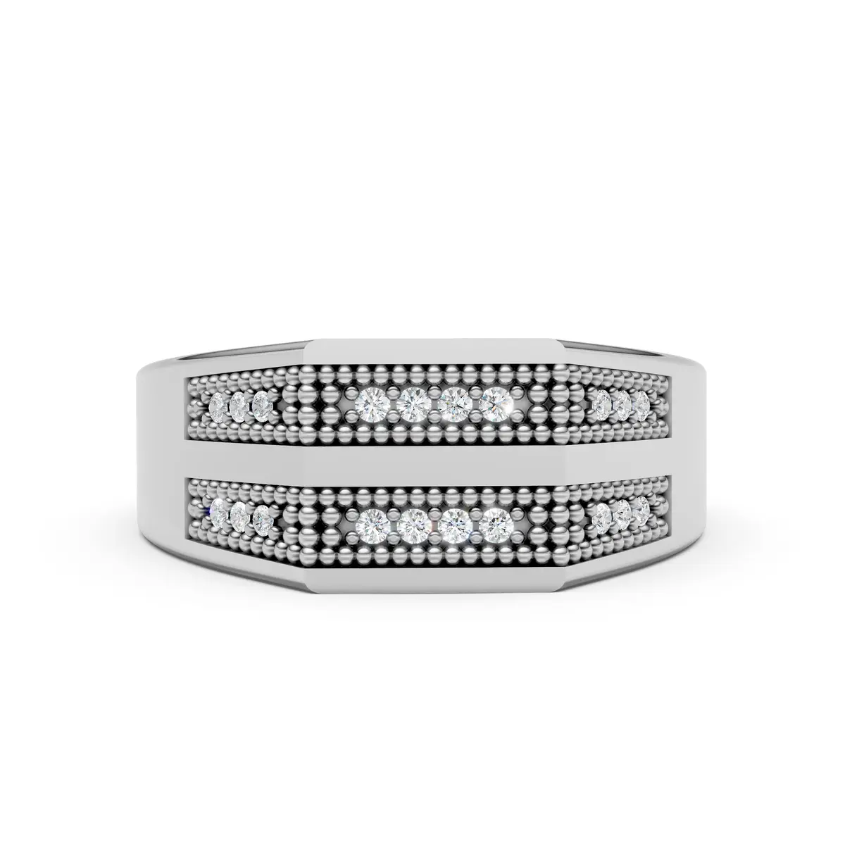 Triple Row Diamond Band Ring
